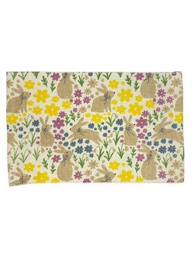 Spring Flower and Bunny Accent Rug NEW 15" X 24"